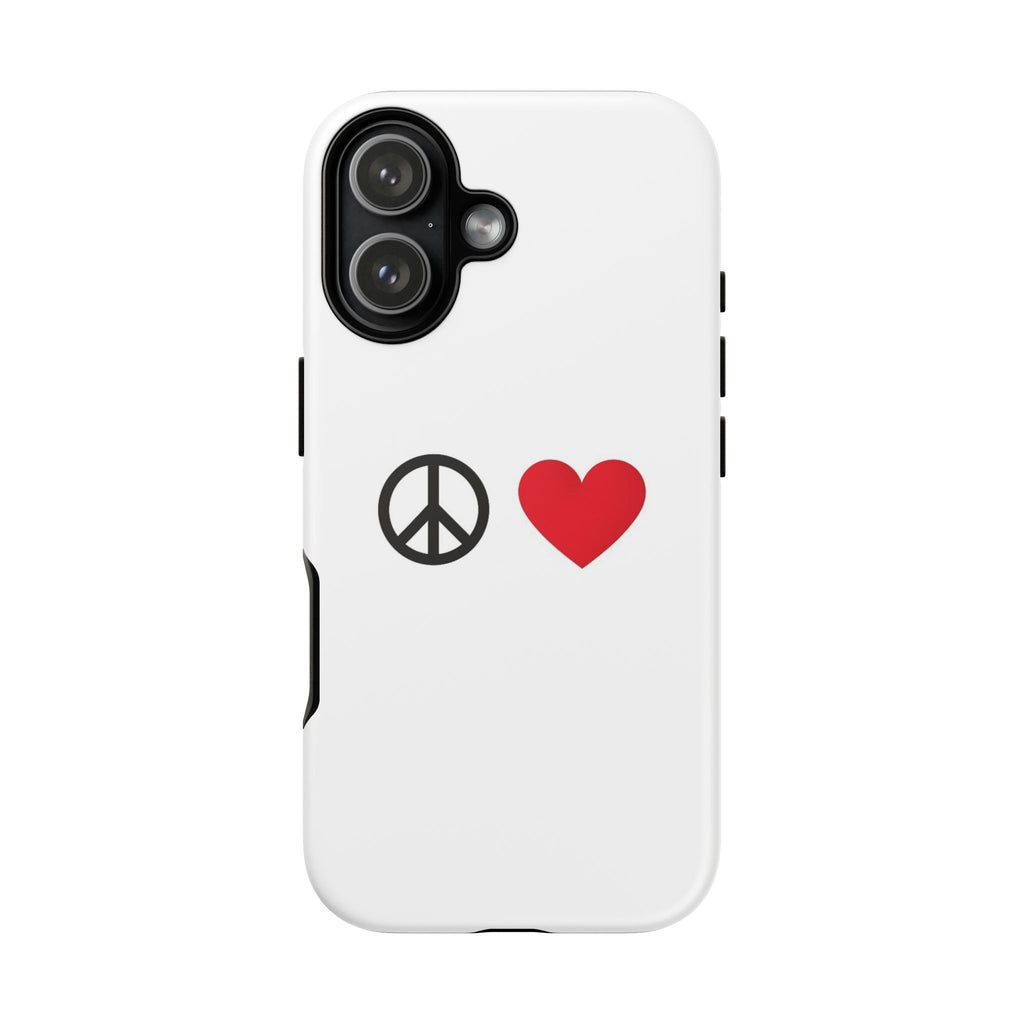 Peace & Heart Phone Case — Minimal Peace Sign and Red Heart Tough Case