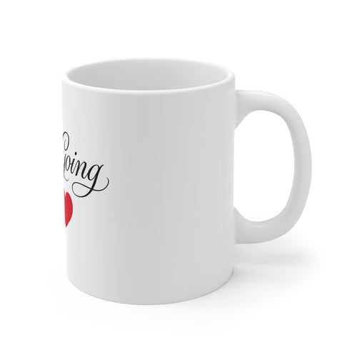 Keep Going Peace & Heart Mug — Inspirational 11oz Coffee Cup