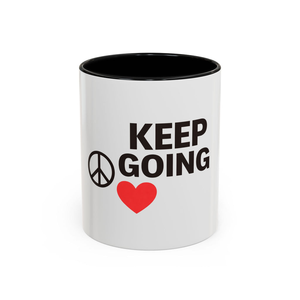 Keep Going Peace & Heart Accent Coffee Mug — Motivational Tea Cup for Encouragement