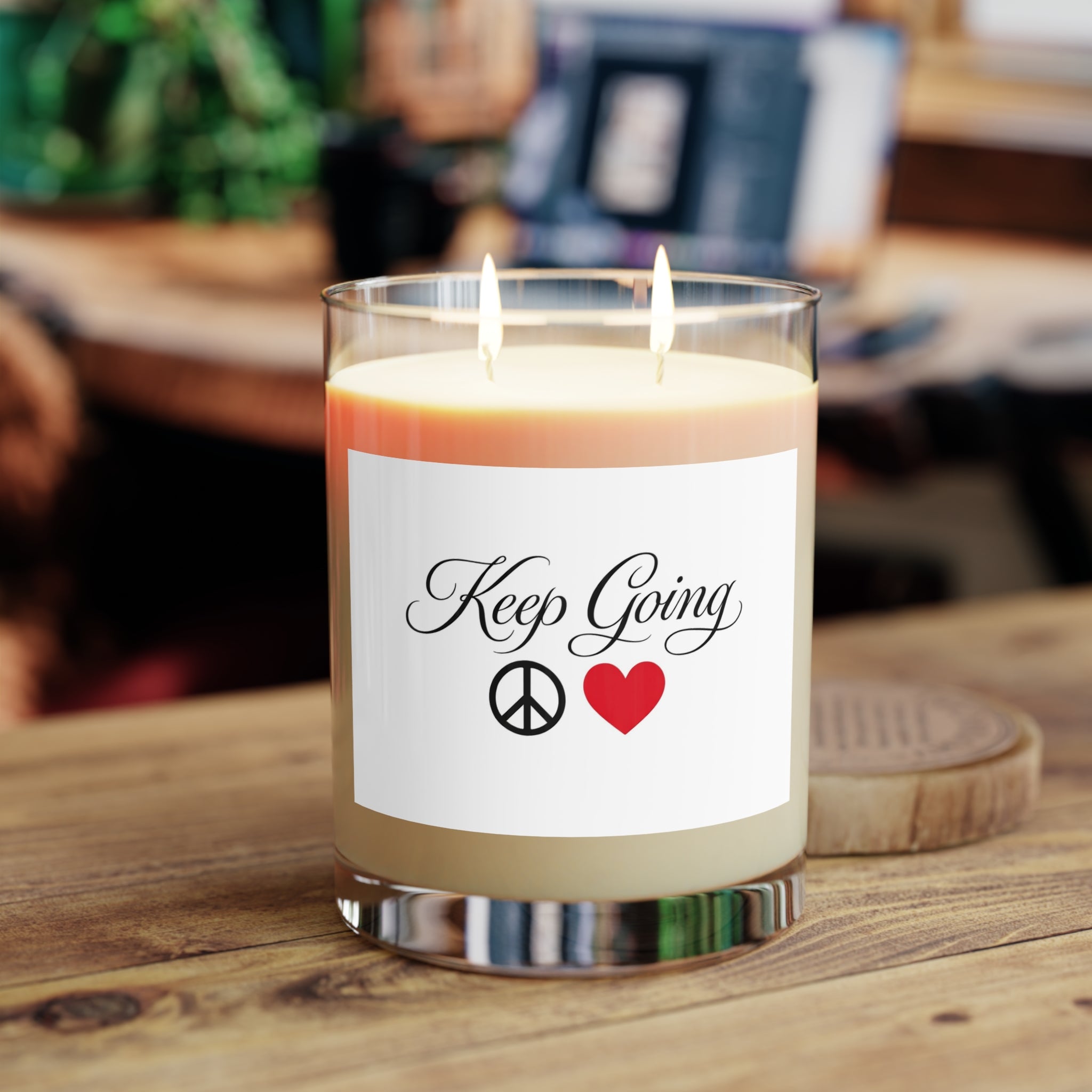 Keep Going Scented Candle — 11oz Glass Inspirational Peace & Heart Candle