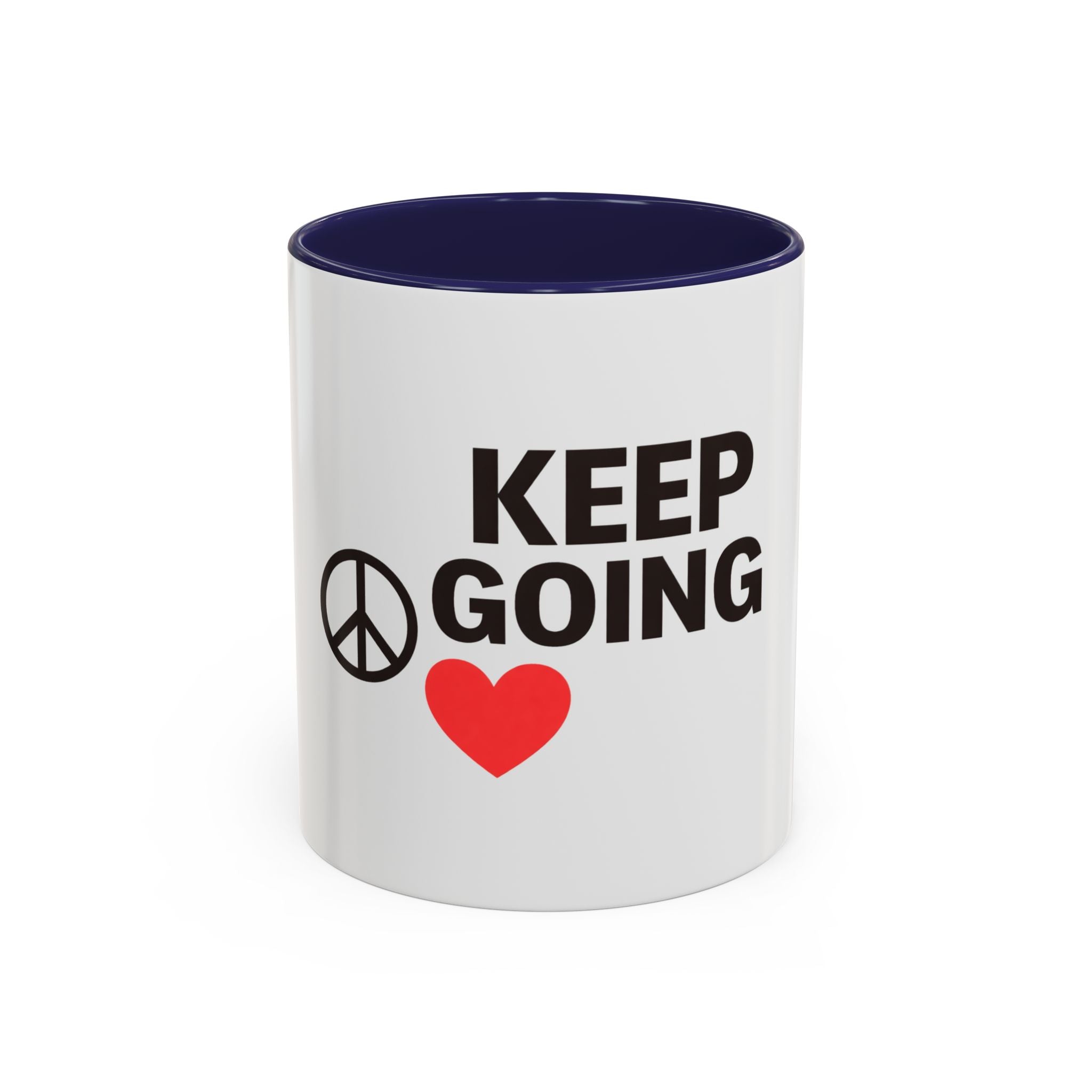 Keep Going Peace & Heart Accent Coffee Mug — Motivational Tea Cup for Encouragement