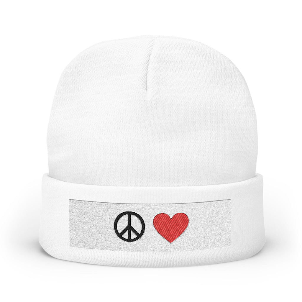 Peace & Heart Embroidered Knit Beanie