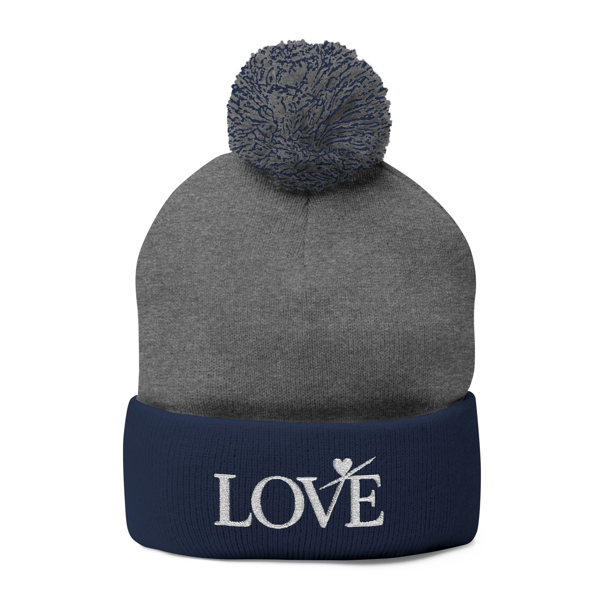 Love- Embroidered - Pom-Pom Beanie — Knit Winter Hat