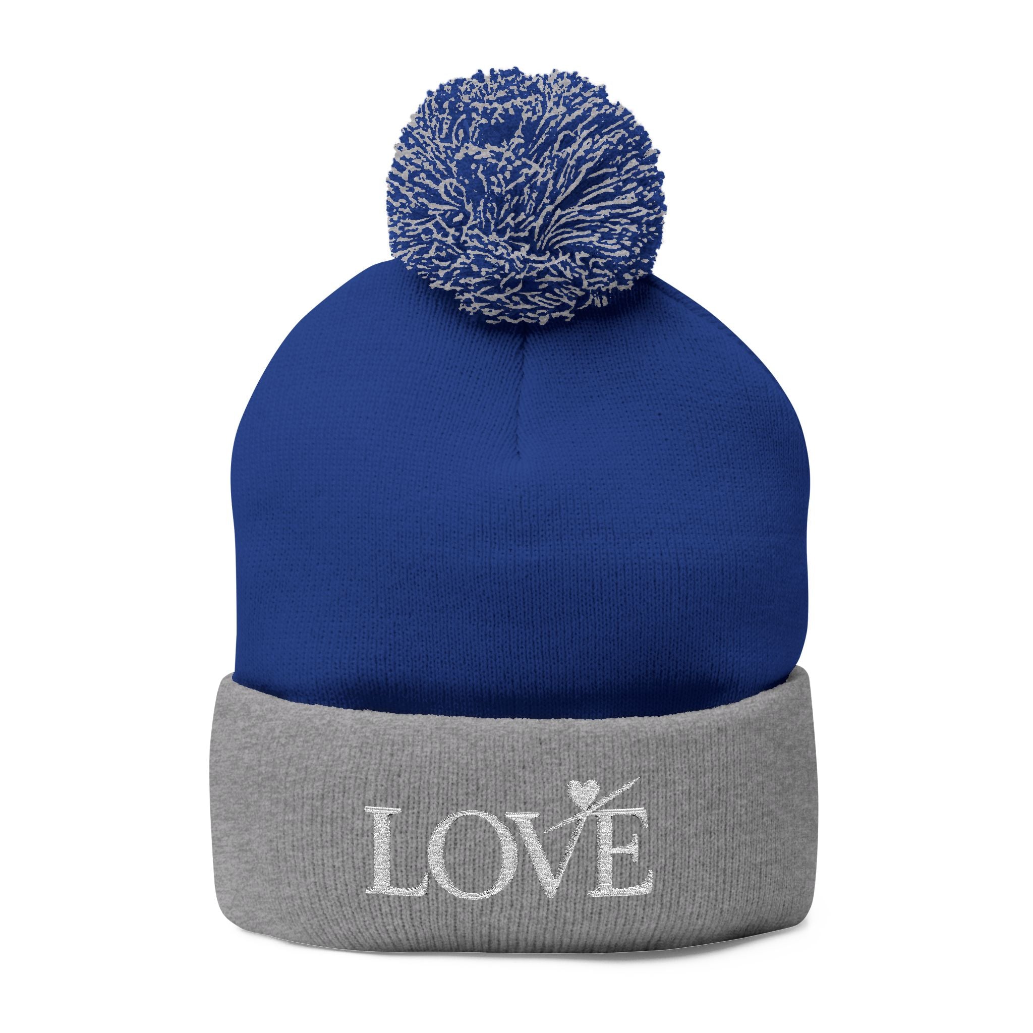 Love- Embroidered - Pom-Pom Beanie — Knit Winter Hat