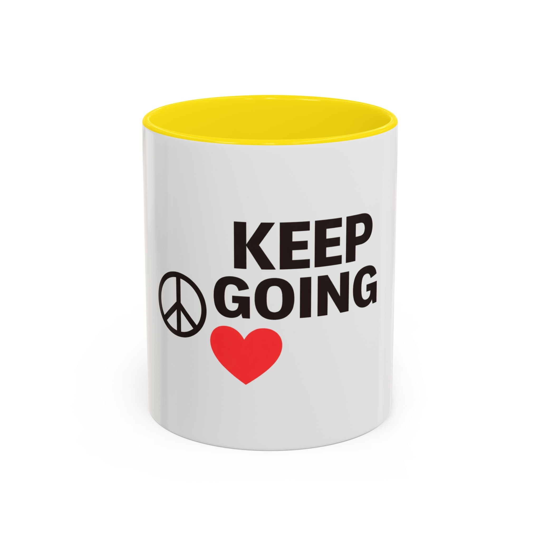 Keep Going Peace & Heart Accent Coffee Mug — Motivational Tea Cup for Encouragement