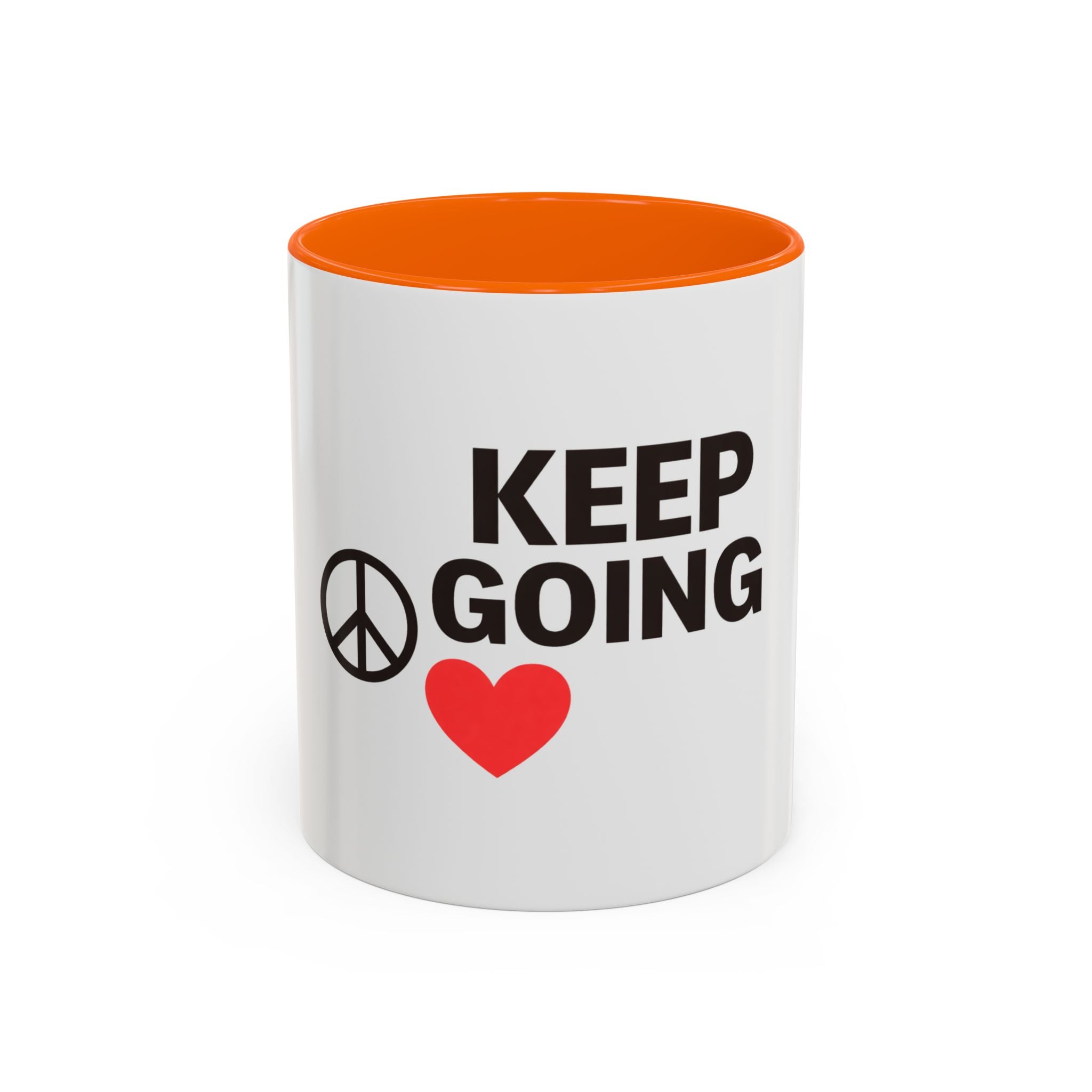Keep Going Peace & Heart Accent Coffee Mug — Motivational Tea Cup for Encouragement