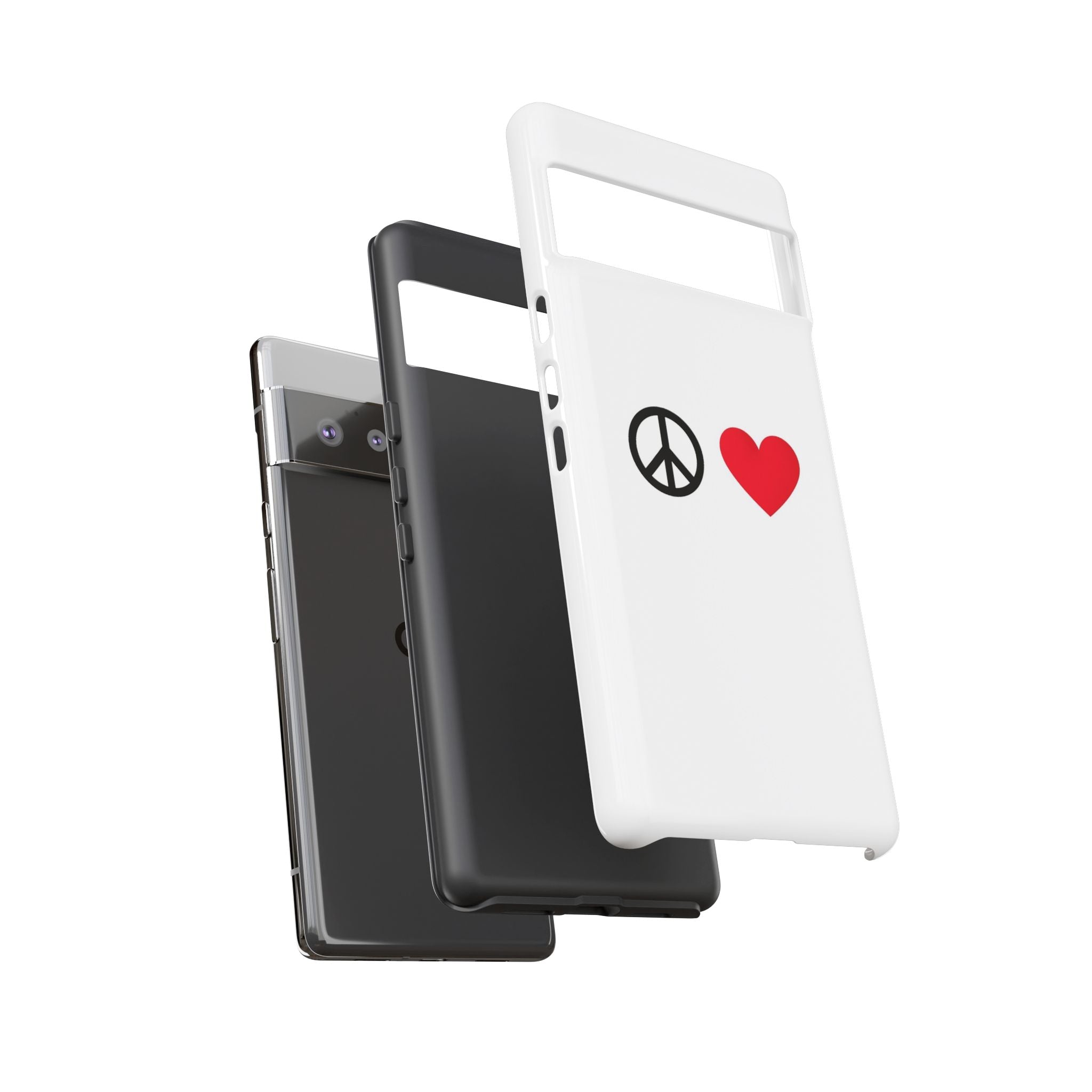 Peace & Heart Phone Case — Minimal Peace Sign and Red Heart Tough Case